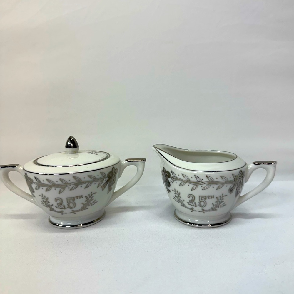 Lefton Elegant 25th Anniversary‎ Cream and Sugar Set